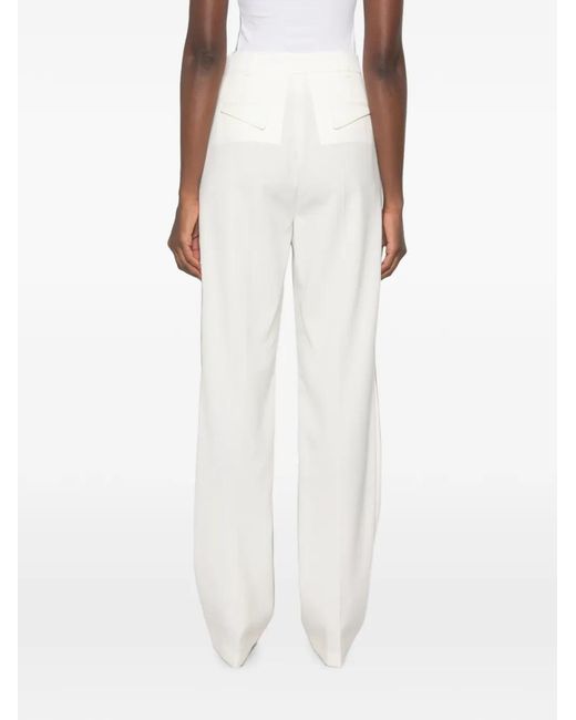 Elisabetta Franchi White Pressed-Crease Straight-Leg Trousers