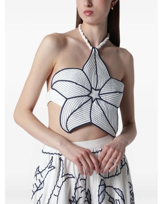 Farm Rio Gray Star-Shaped Halterneck Top
