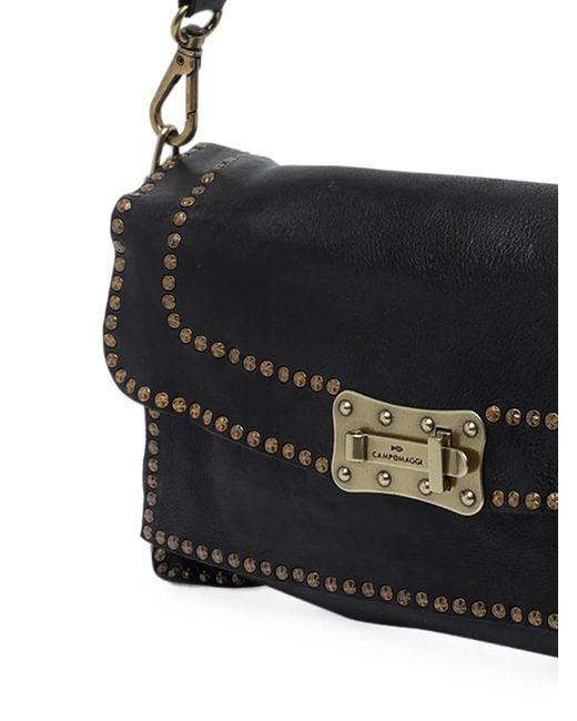 Campomaggi Black Agnese Stud-Embellished Leather Tote Bag