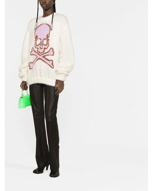 Philipp Plein Pink Skull&Bones Knitted Jumper