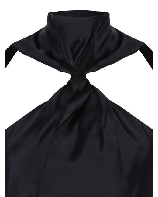 The Attico Black High-Neck Twisted Maxi Dress