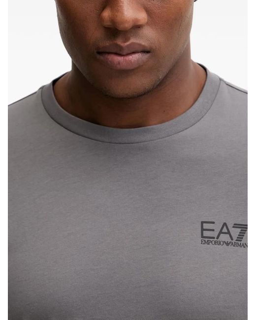 EA7 Gray Logo-Print Short-Sleeve T-Shirt for men