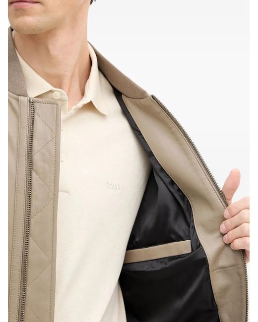 Veste En Cuir Jobrice À Fermeture Zippée Boss pour homme en coloris Natural