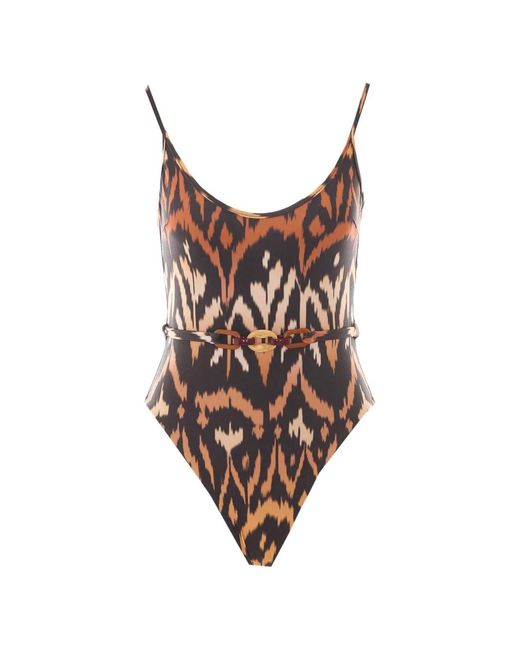Zimmermann Brown Aster Zebra-Print Swimsuit