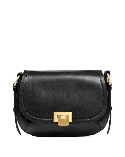 The Bridge Black Federica Leather Flap-Top Cross Body Bag