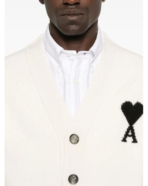 AMI Wollen Vest Met Logo in het Natural