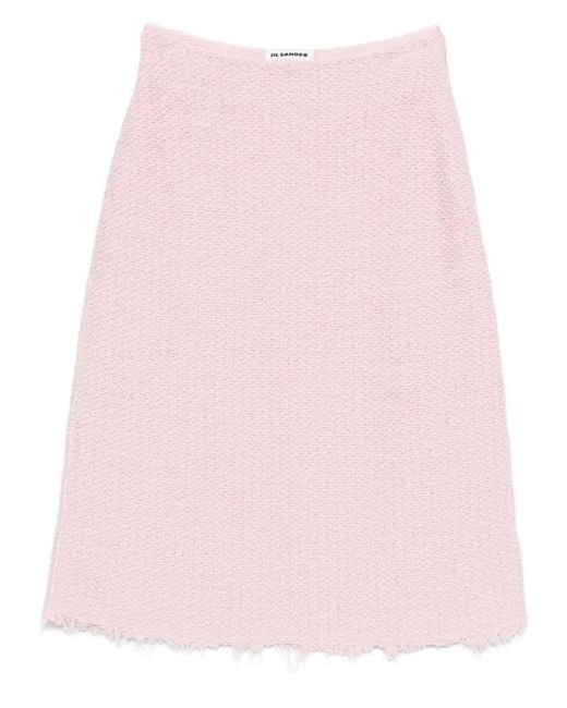 Jil Sander Pink A-Line Frayed Skirt