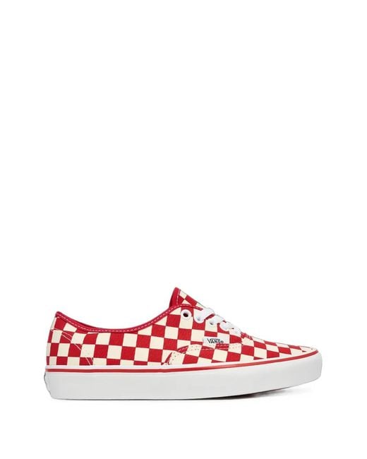 Vans Red Authentic Checkerboard Sneakers for men