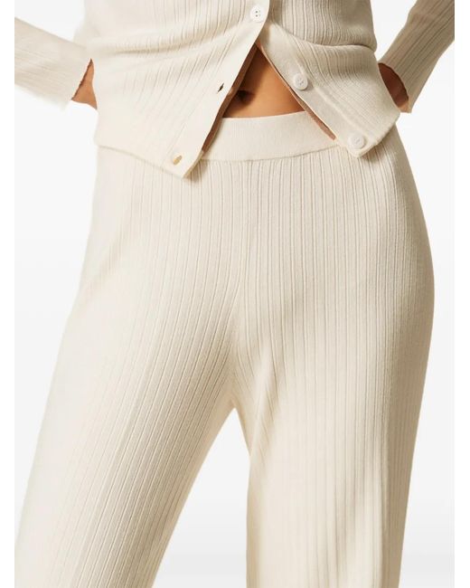 Twinset White Ribbed-Knit Trousers