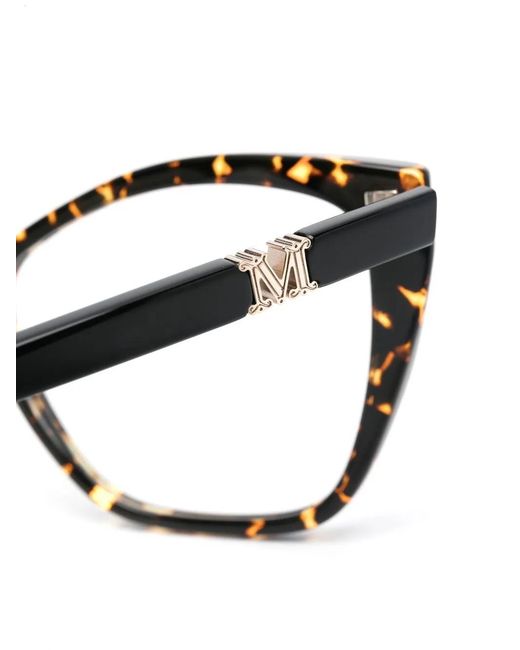 Max Mara Eyewear Black Tortoiseshell Square Frame Glasses