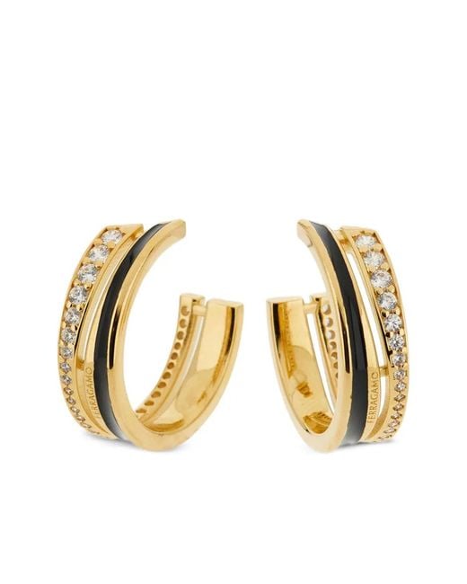 Ferragamo Metallic Round Hoop Earrings