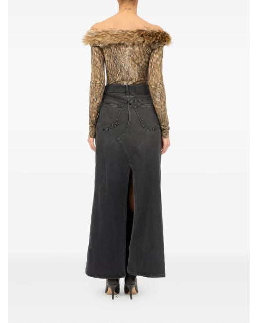 MM6 by Maison Margiela Black Paint-Splatter Denim Skirt