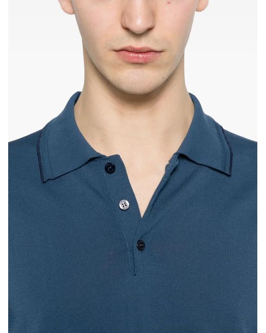 Canali Blue Short-Sleeve Polo Shirt for men