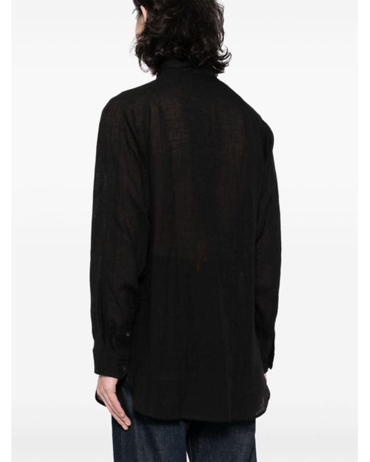 Yohji Yamamoto Black Panelled Linen Shirt for men