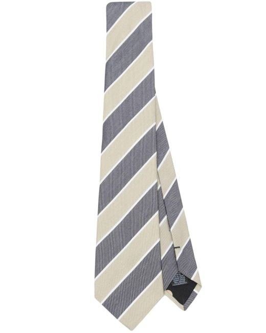 Paul Smith White Striped Fine-ribbed Tie for men