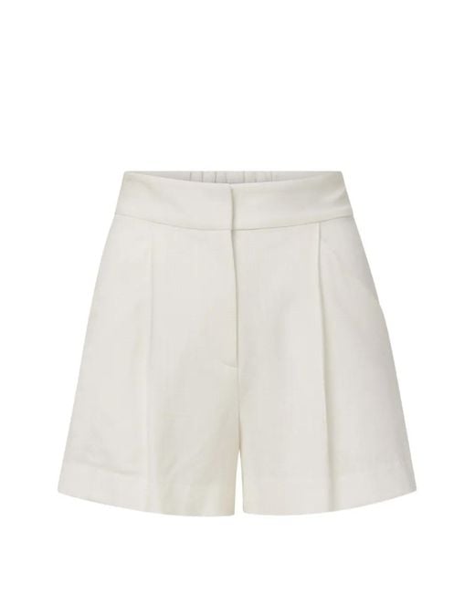 Veronica Beard White Marbeau Pleated Shorts