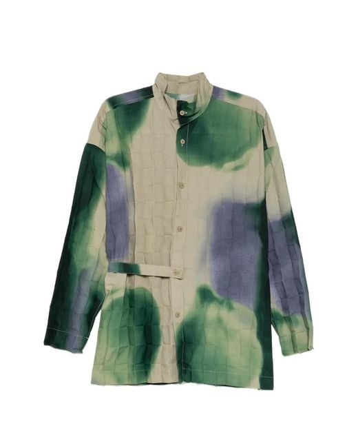 Homme Plissé Issey Miyake Green Dawn Edge Belted Shirt for men