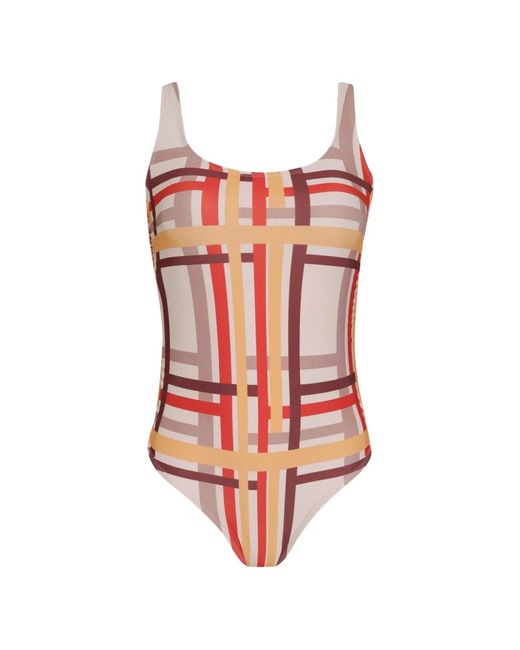Amir Slama Red Checked Swimsuit