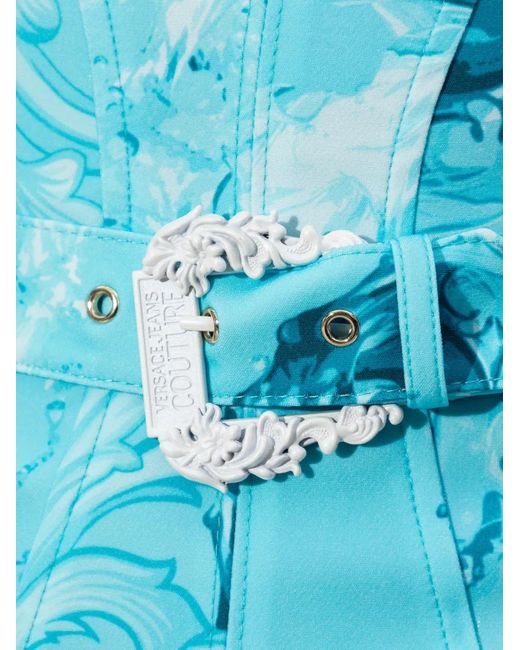 Versace Jeans Couture Blue Floral Belted Dress