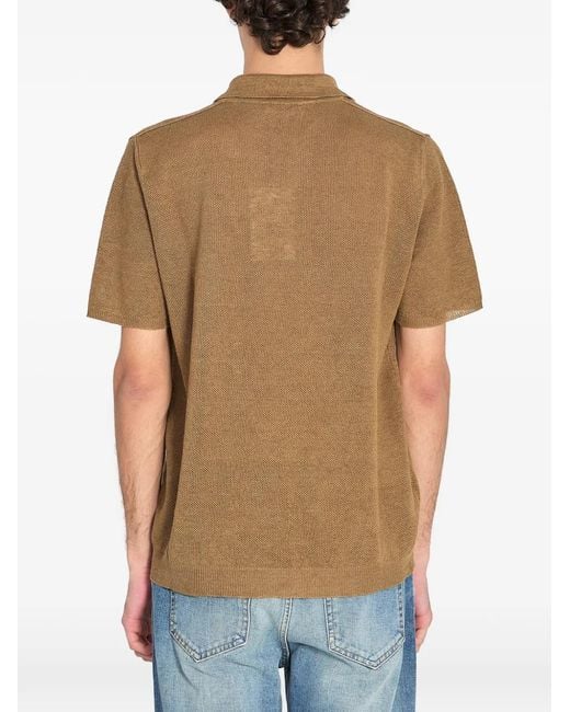 Roberto Collina Green Ribbed Short-Sleeve Polo Shirt for men