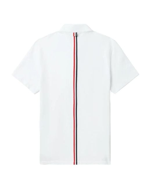 Thom Browne White Striped Short-Sleeve Polo Shirt for men