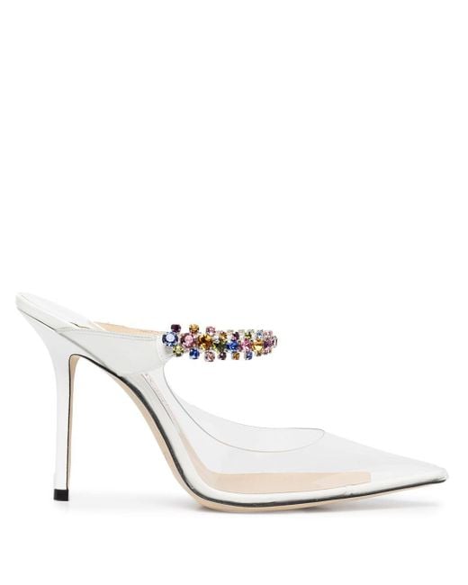 Jimmy Choo Leather Bing Crystal-embellished Pumps in White | Lyst