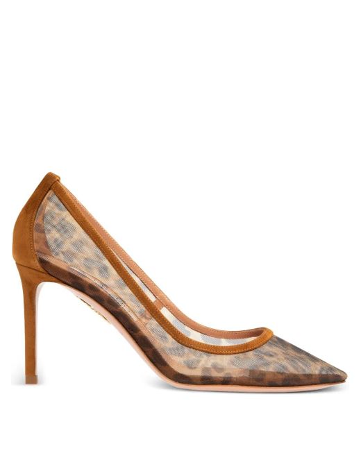 Aquazzura Brown Pumps mit Leoparden-Print 85mm