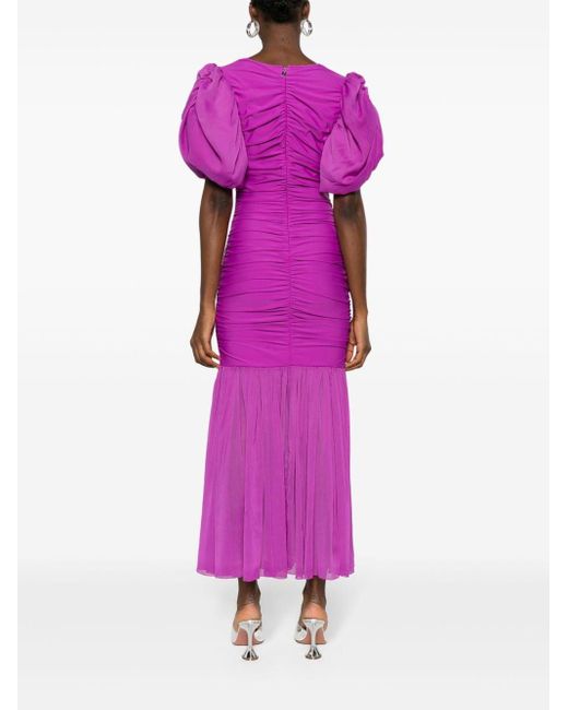 ROTATE BIRGER CHRISTENSEN Purple Stretch-Jersey And Crepon Dress