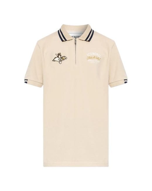 Iceberg Natural Embroidered Piqué Polo Shirt for men