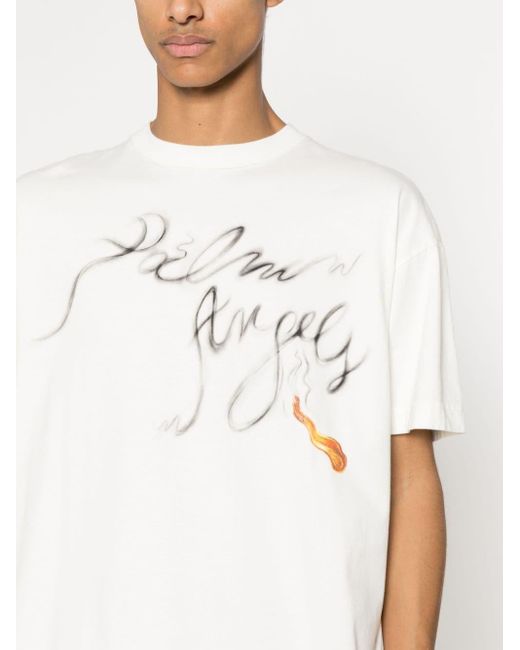 Palm Angels Foggy T-Shirt mit Logo-Print in White für Herren