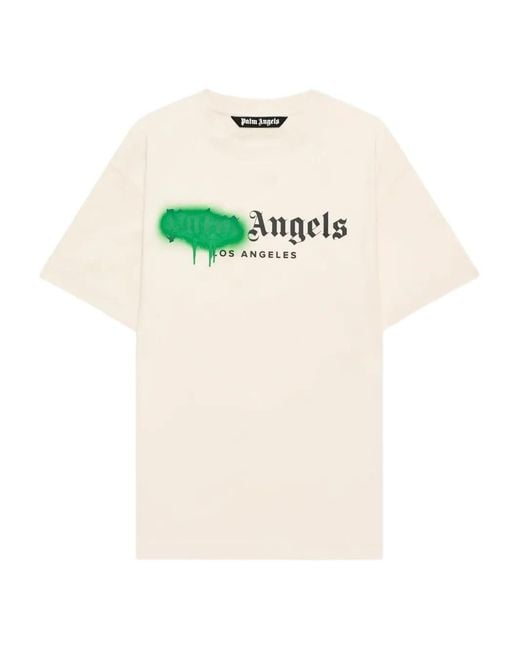 Palm Angels White Spray City Los Angeles Dripping Logo T-Shirt for men