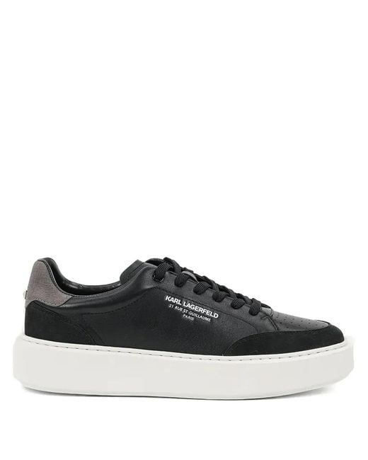 Karl Lagerfeld Black Leather Platform Sneakers for men