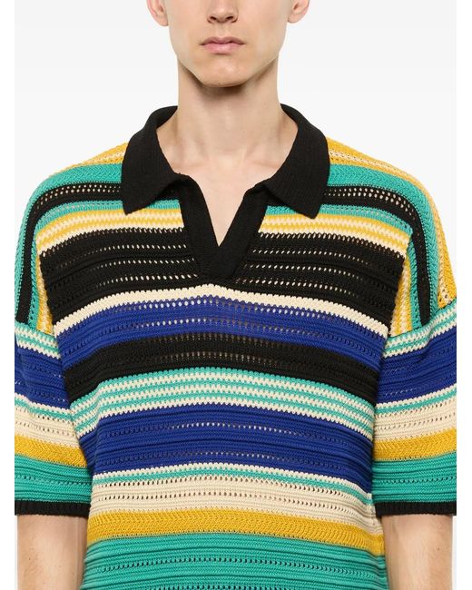 Laneus Blue Striped Knitted T-Shirt for men