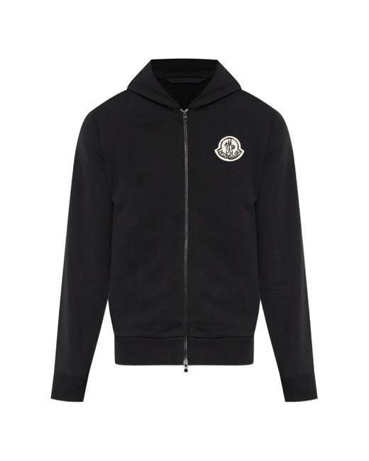 Moncler Black Logo Zip Up Hoodie for men