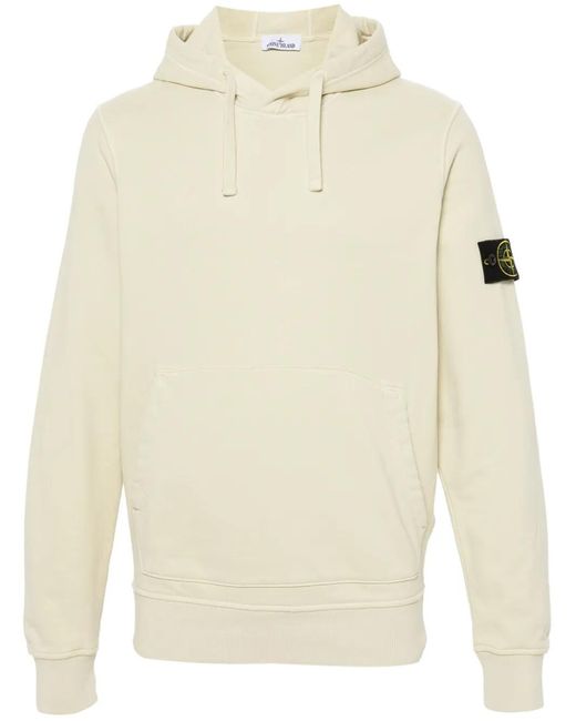Stone Island White Felpa Con Logo for men