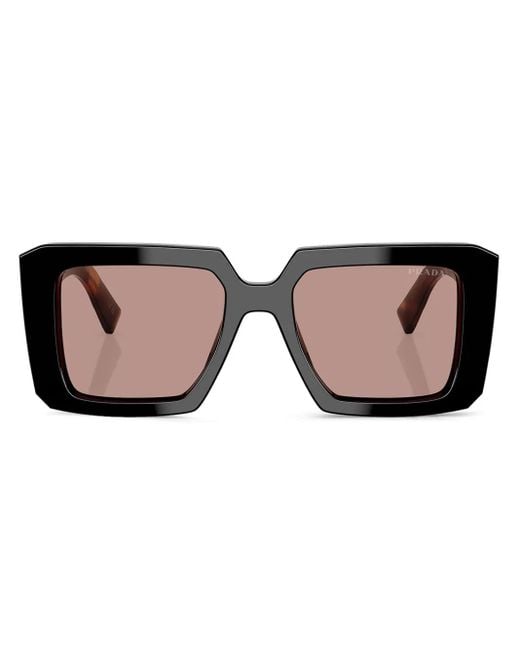 Prada Brown Tortoiseshell-Effect Square Sunglasses