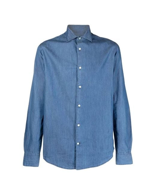 Deperlu Blue Button-Up Denim Shirt for men