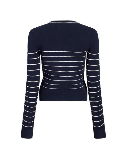 Adam Lippes Blue Faye Horizontal-Stripe Cardigan