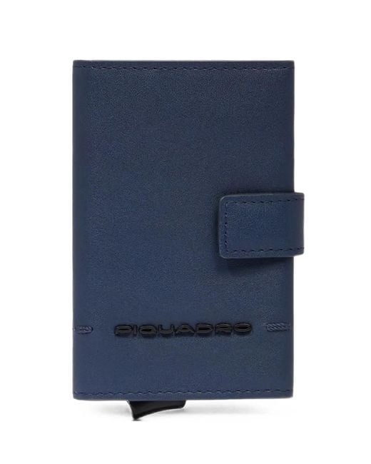 Piquadro Blue Logo-Plaque Touch-Strap Wallet for men