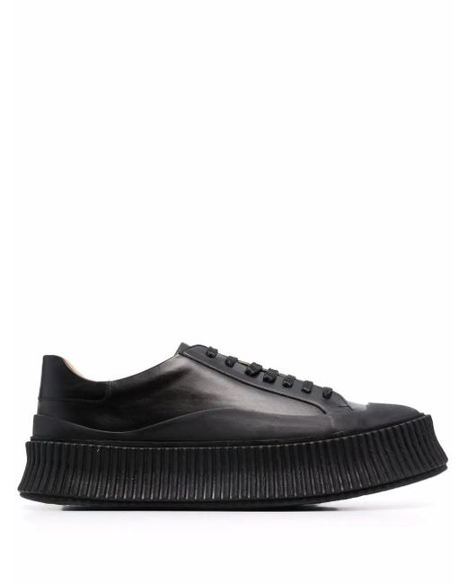 Jil Sander Black Leather Platform Sneakers