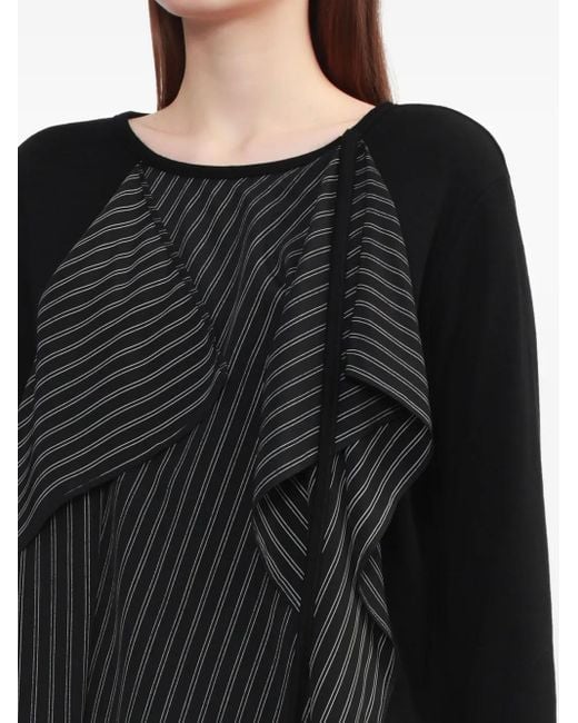 Y's Yohji Yamamoto ストライプ ラッフルトップ Black