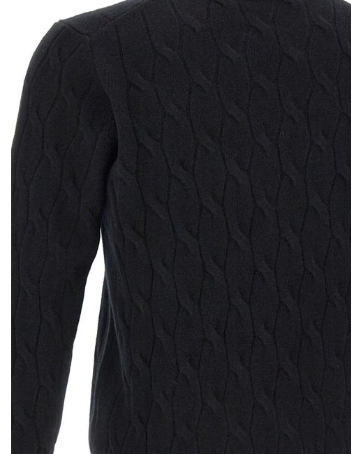 FILIPPO DE LAURENTIIS Blue Cable-Knit Ribbed Sweater for men
