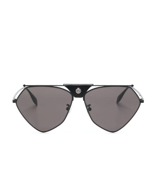 Alexander McQueen Gray Top Piercing Geometric-frame Sunglasses