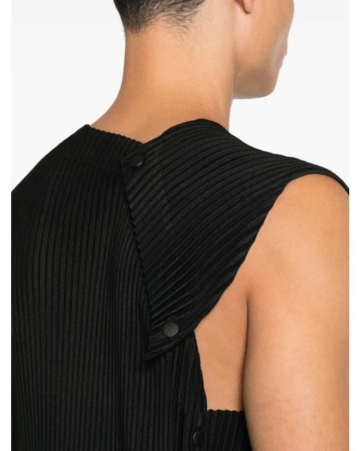 Homme Plissé Issey Miyake Black Pleated Vest for men