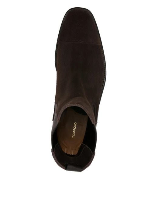 Tom Ford Black Elastic-Panel Suede Boots for men
