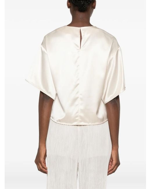 Jonathan Simkhai White Satin-Finish Short-Sleeve Top