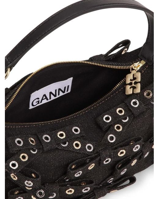 Ganni Black Small Butterfly Denim Tote Bag
