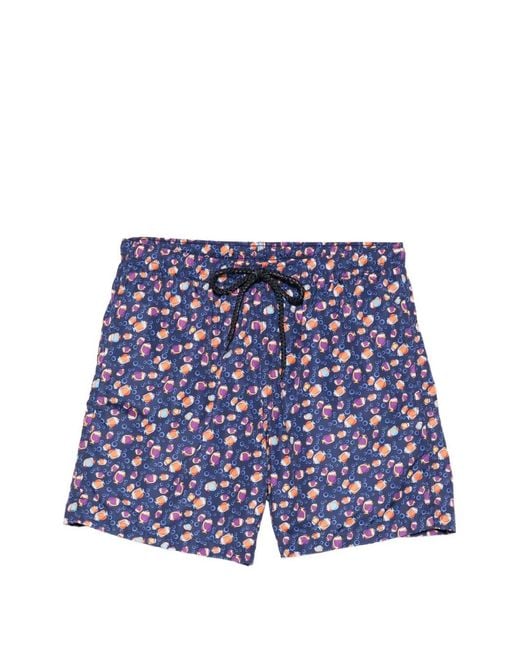 Drumohr Blue Drawstring Patterned Swim Shorts for men