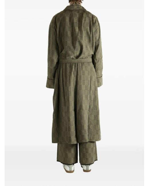 Ziggy Chen Green Checkered Kimono for men