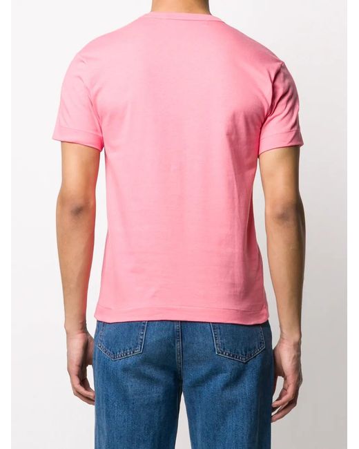 COMME DES GARÇONS PLAY Pink Heart Embroidered Round Neck T-Shirt for men